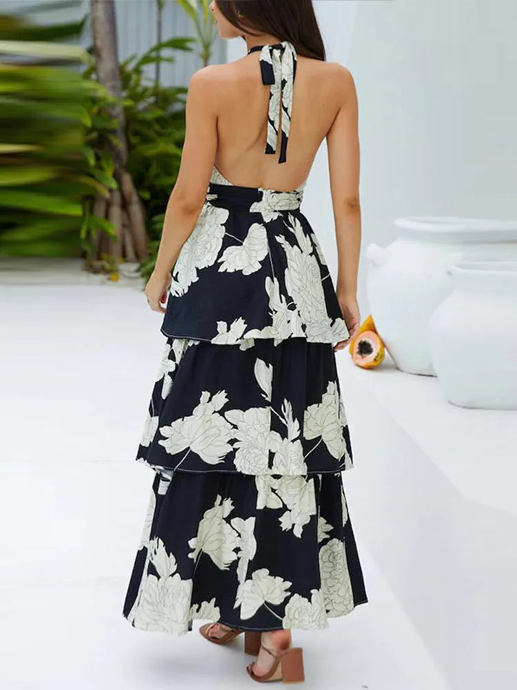 Printed Halter Long Dress Maxi dress 1