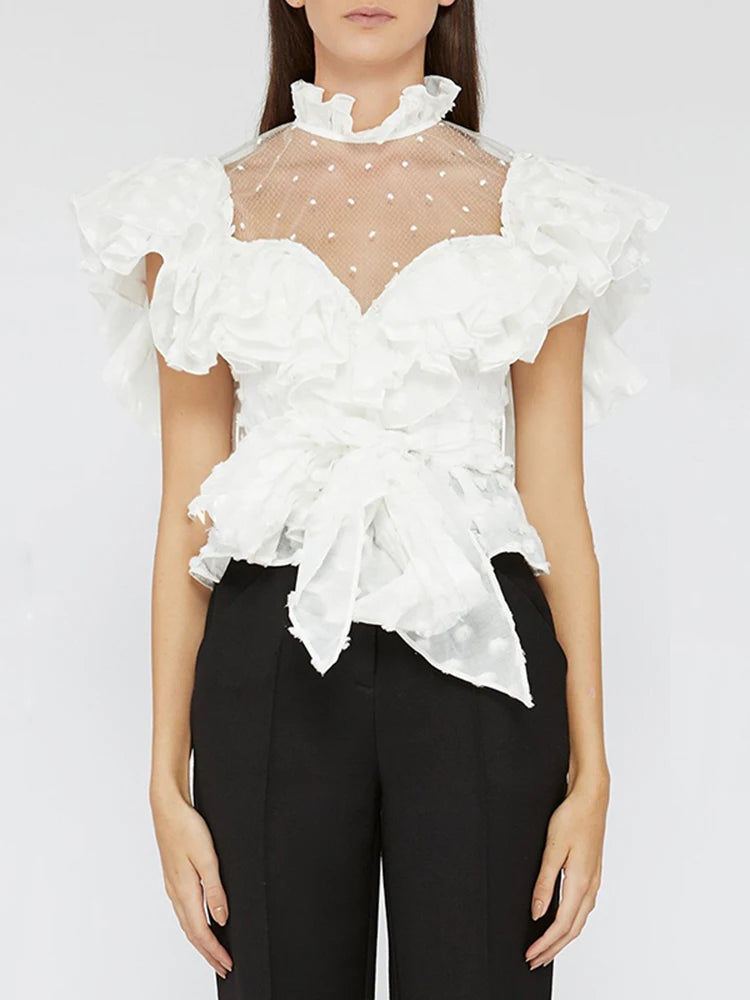 Ruffles Minimalist Shirts PE Blouses