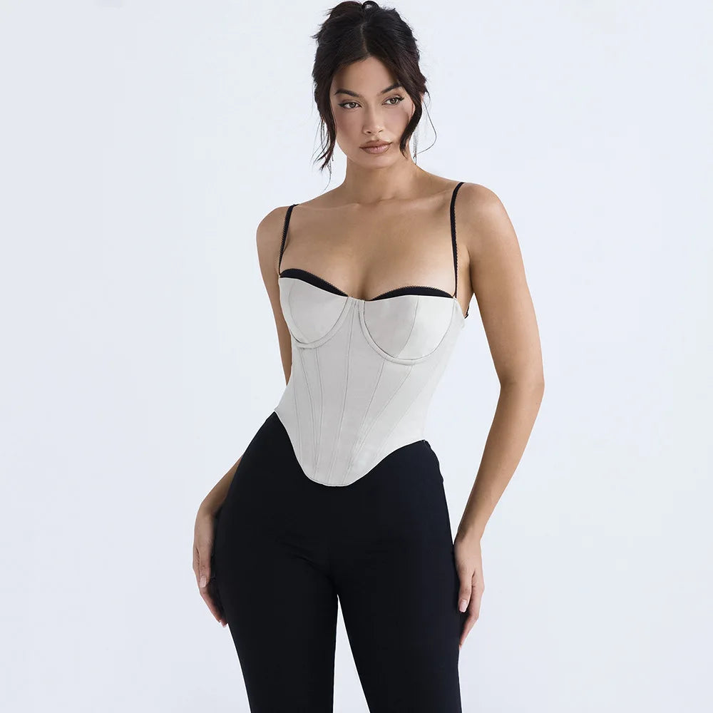 Juliana White Padded Cropped Top