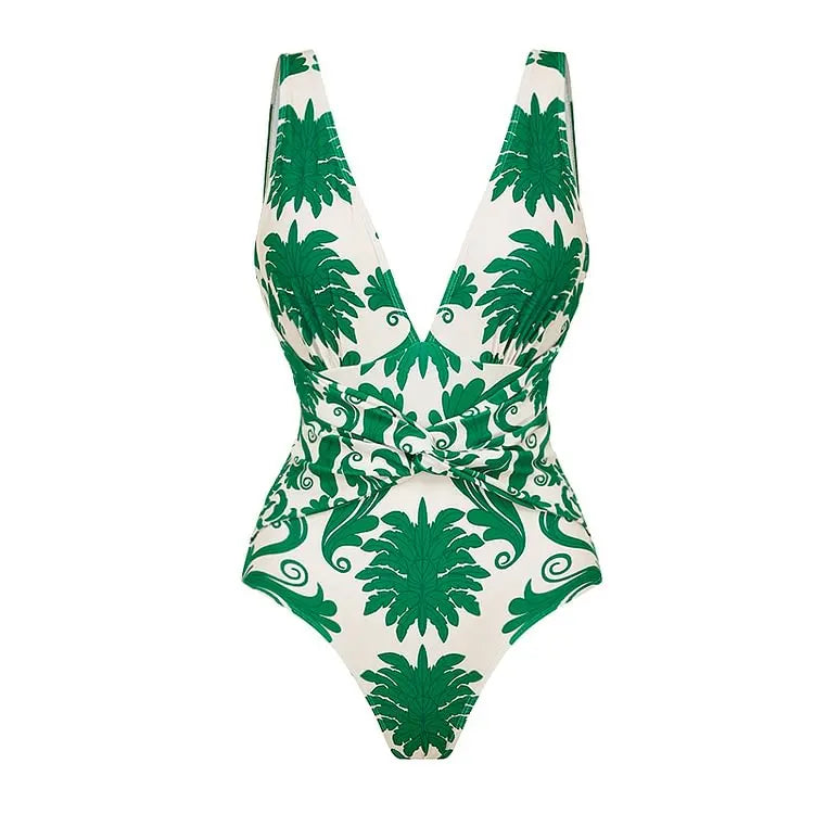 Hawaiian Lace Up V Neck Ruffle Swimsuit One Piece 5 swimwear