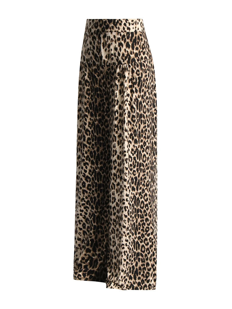 Colorblock Leopard Loose Trousers