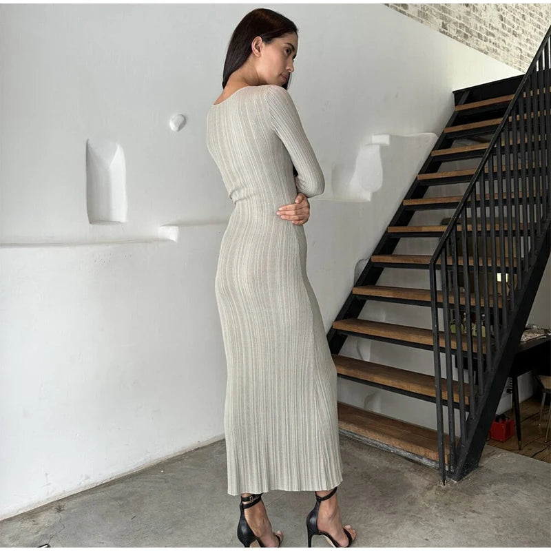 Long Sleeve Knitted Maxi Dress