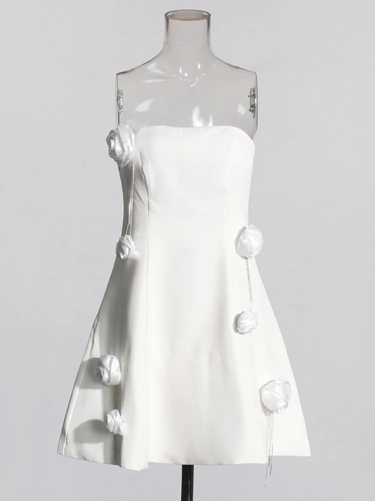 Solid Spliced Appliques Designer Dress