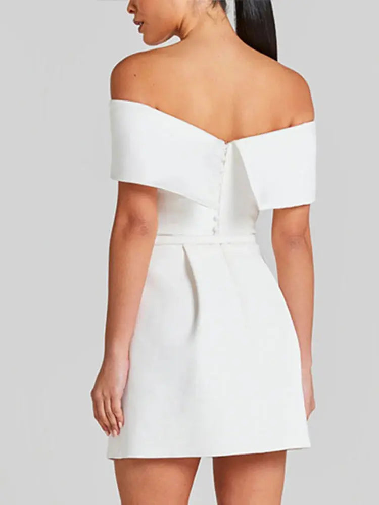 Elegant Off-Shoulder A-Line Mini Dress - Sleeveless & Backless Mini Dress 1