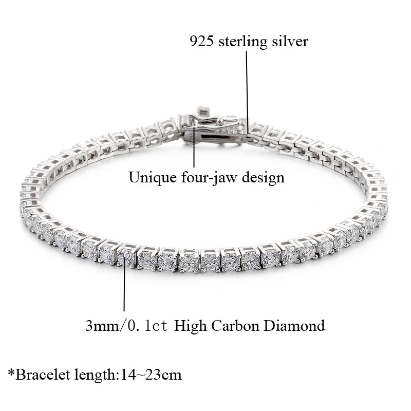 Brooke 100% 925 Sterling Silver 3mm High Carbon Diamond