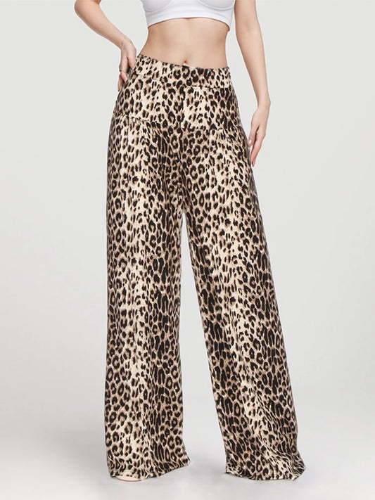 Colorblock Leopard Loose Trousers