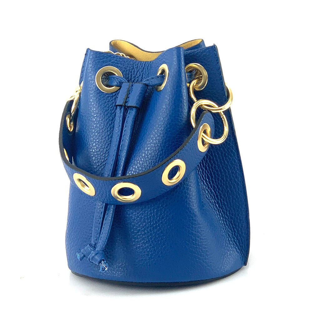 Eileen leather bucket bag Colour Electric Blue handbag