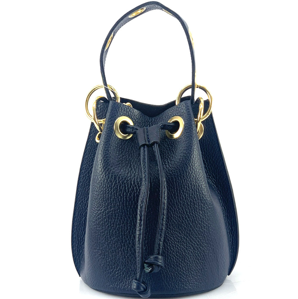 Eileen leather bucket bag Colour Dark blue handbag