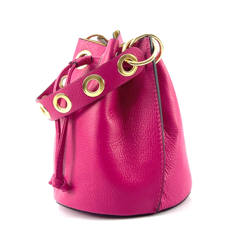 Eileen leather bucket bag Colour Fuchsia handbag