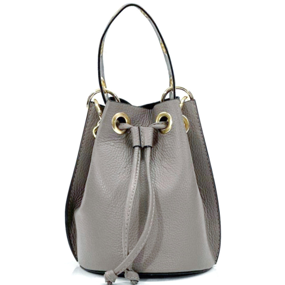 Eileen leather bucket bag Colour Dark Grey handbag