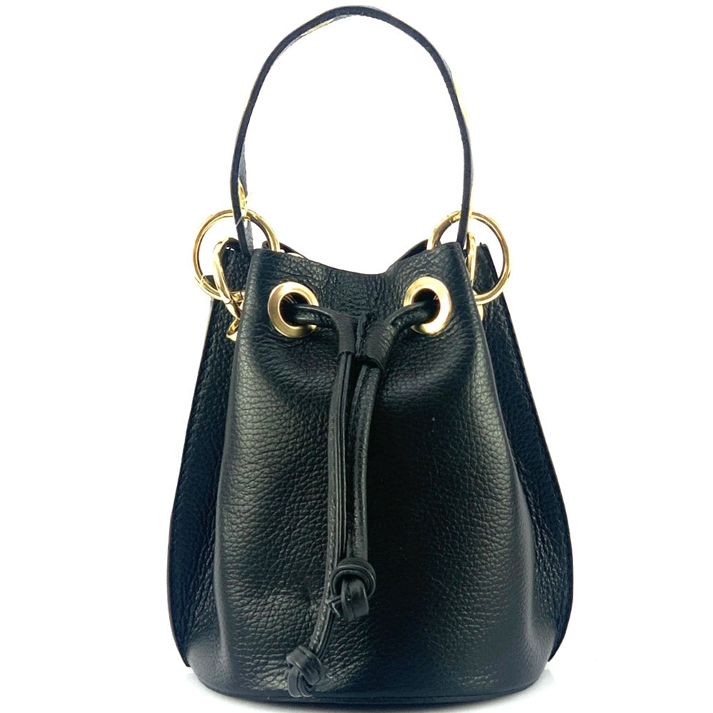 Eileen leather bucket bag Colour Black handbag