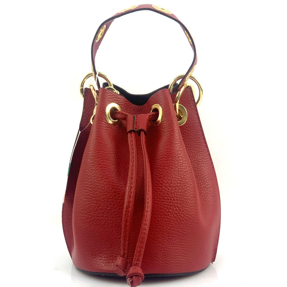 Eileen leather bucket bag Colour Dark red handbag