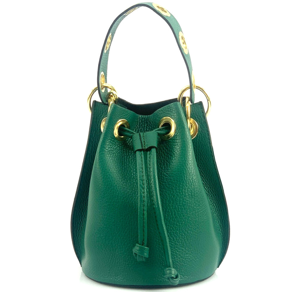 Eileen leather bucket bag Colour Dark green handbag