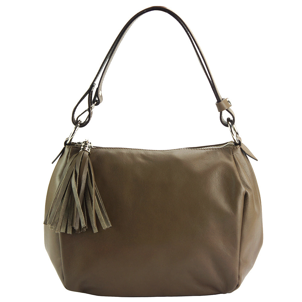 Luisa leather shoulder bag Colour Dark taupe shoulder bag