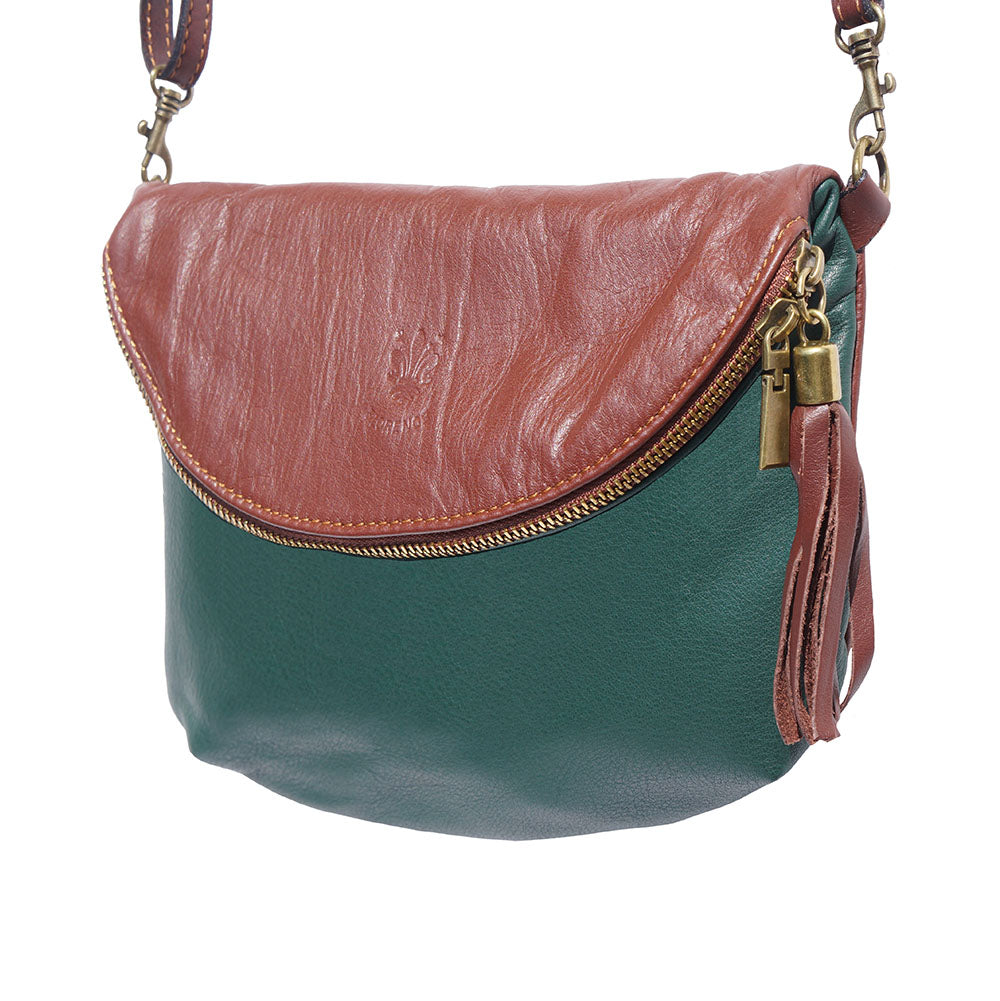 Rachele leather crosso body bag Colour Dark Green Brown cross body