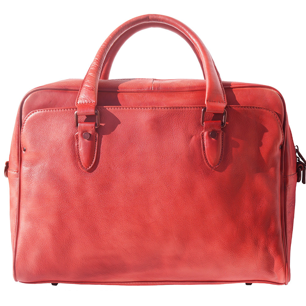 Unisex briefcase in genuine calf natural vintage leather Colour Light red briefcase