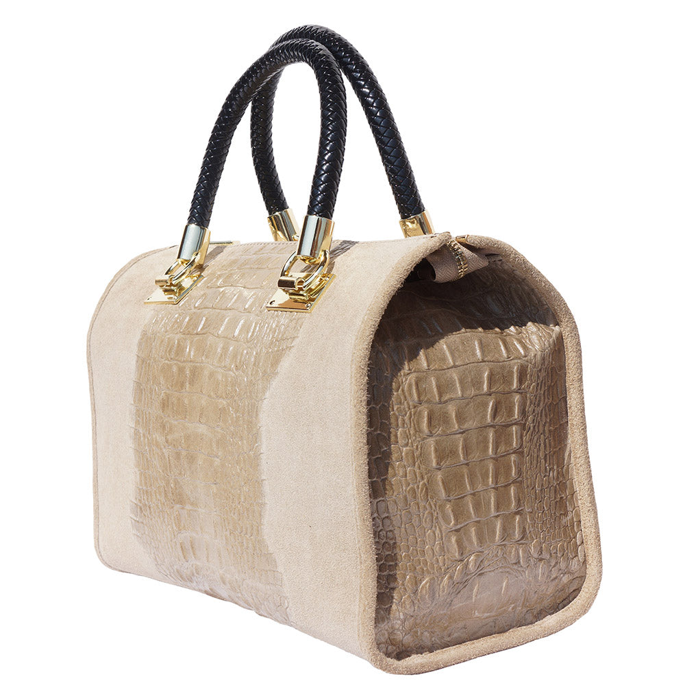 Emma leather Boston-bag Colour Light taupe handbag