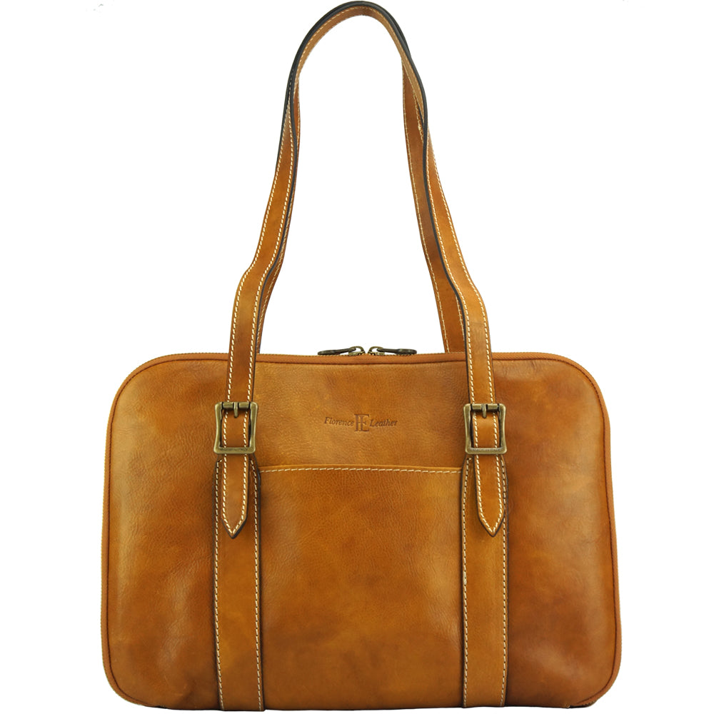 Iéna Shoulder tote in natural cowhide trim Colour Tan shopping bag