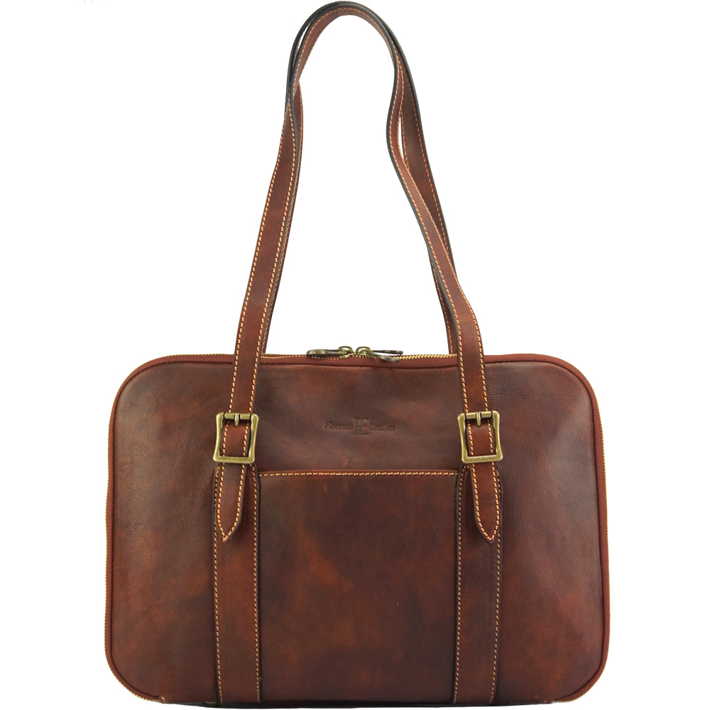 Iéna Shoulder tote in natural cowhide trim Colour Brown shopping bag