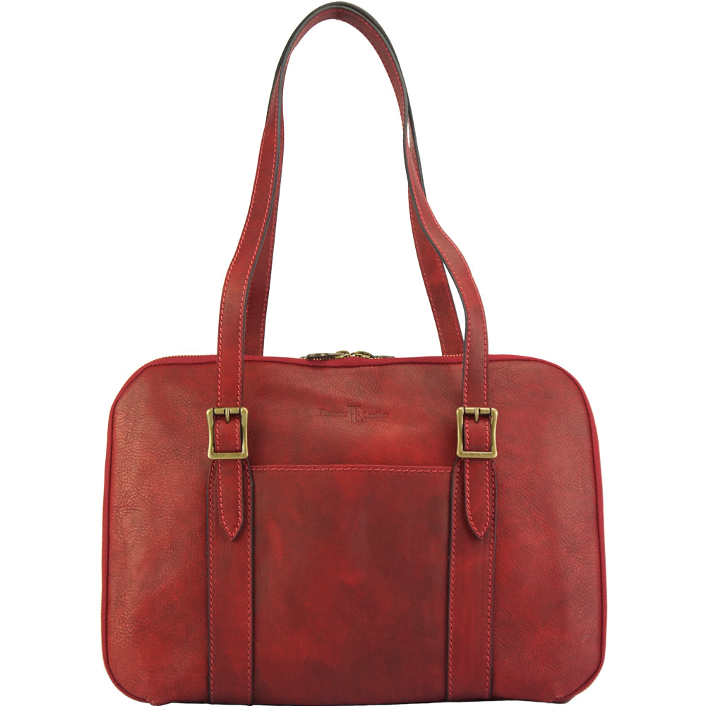 Iéna Shoulder tote in natural cowhide trim Colour Dark red shopping bag