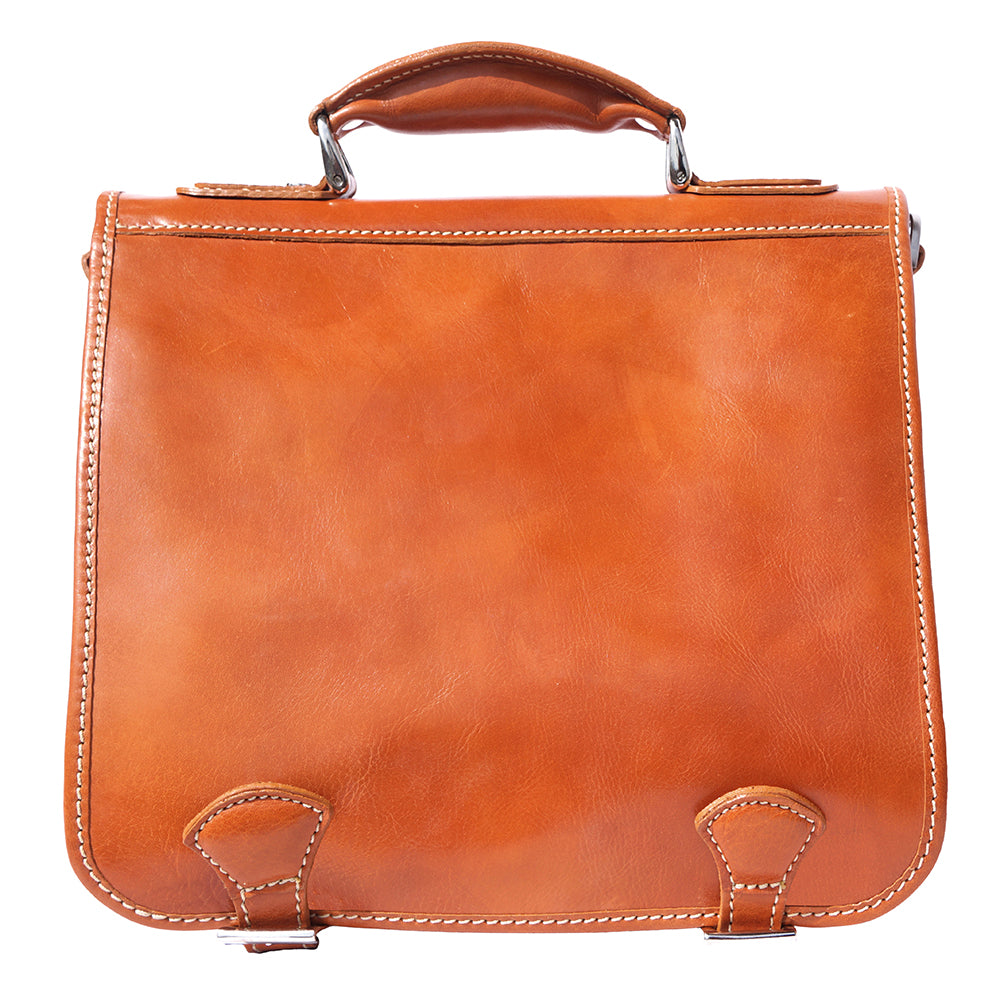 Leather briefcase with two compartments Colour Tan briefcase