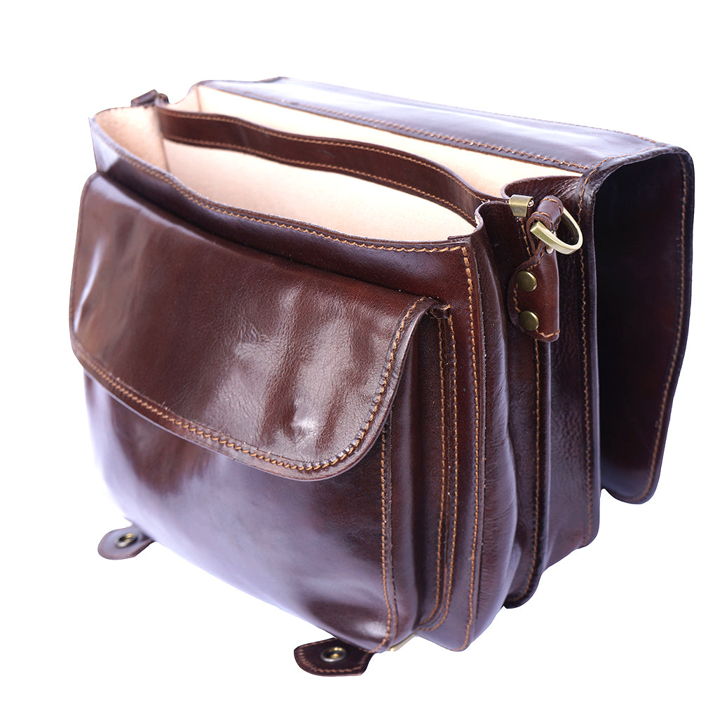 Leather briefcase with two compartments briefcase