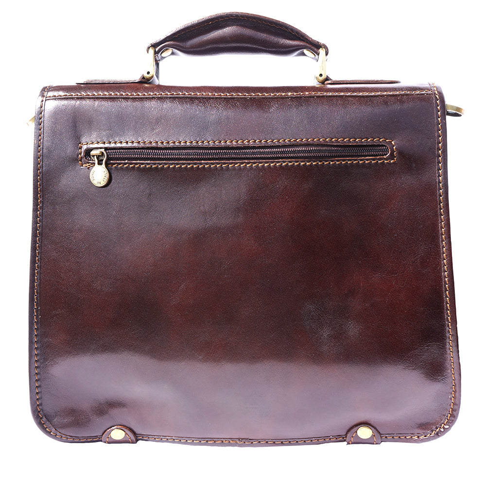 Leather briefcase with two compartments briefcase