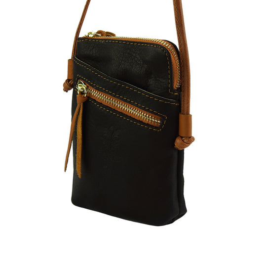 Adriana Cross-body leather bag Colour Black Tan cross body