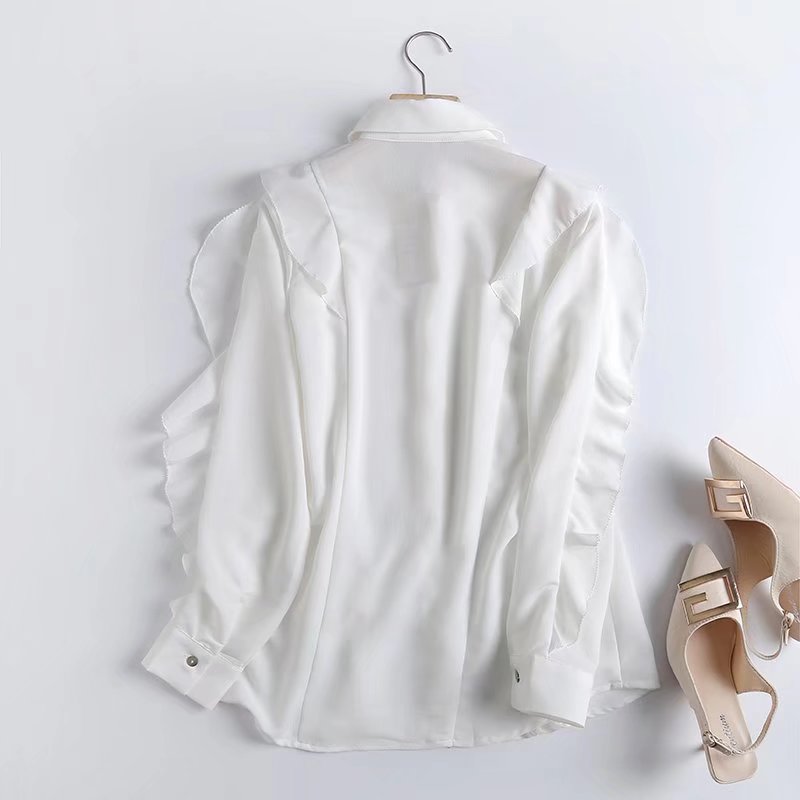 Street Elegant Long Sleeve Lapel Loose Shirt PE Blouses