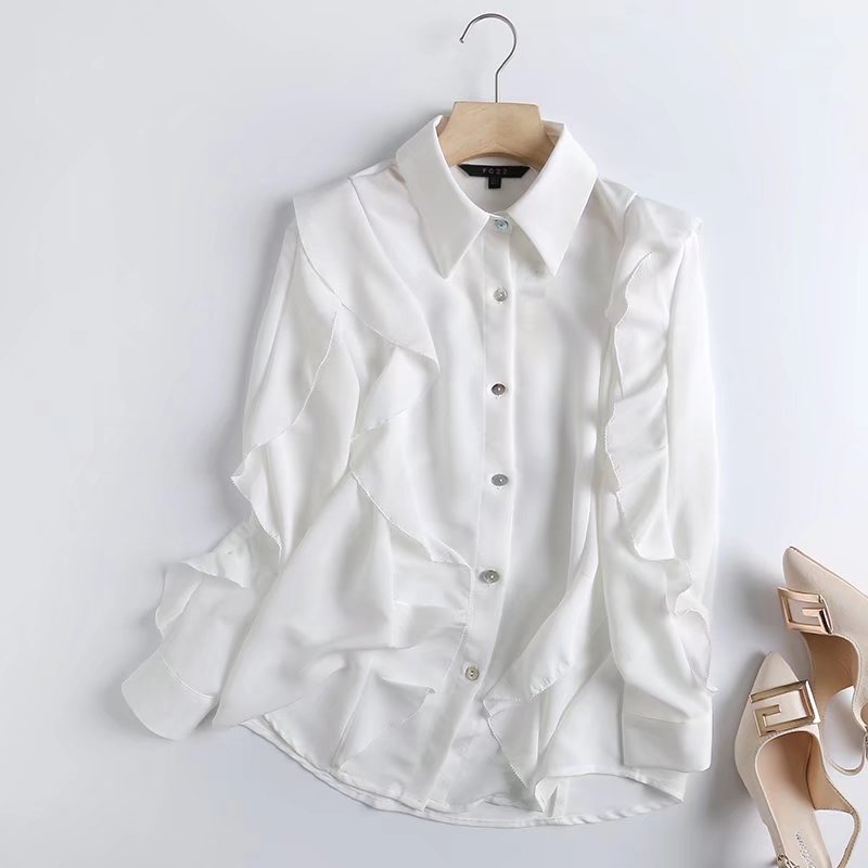 Street Elegant Long Sleeve Lapel Loose Shirt PE Blouses