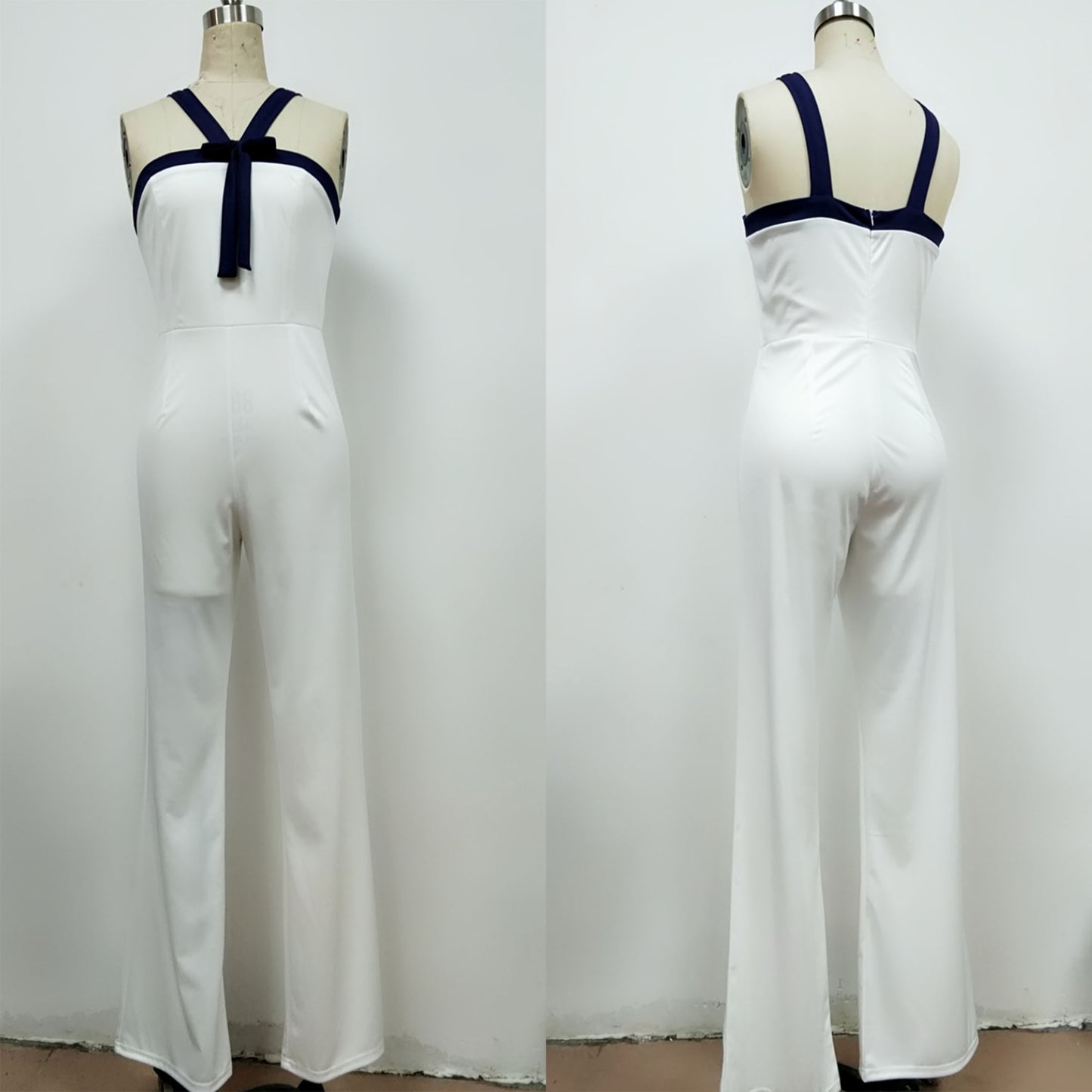 Contrast Color Suspender Jumpsuit Jumpsuit/Rompers