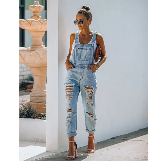 Denim Jumpsuit Light Color  Cotton Denim-Verde Limon Panama