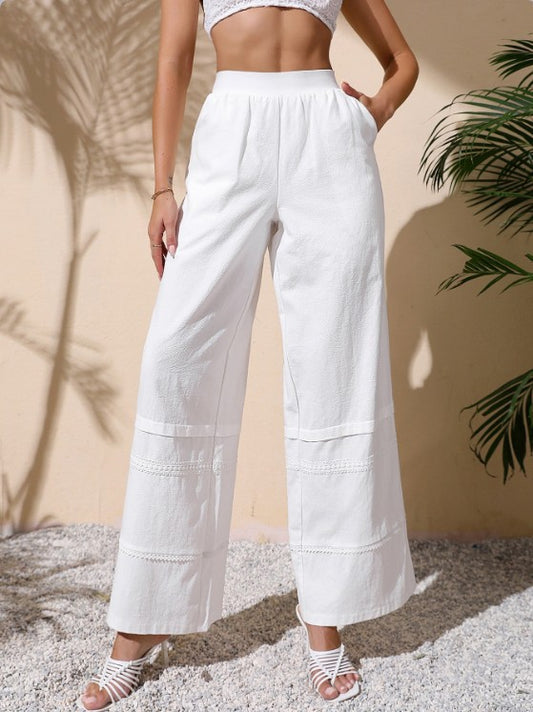 High Waist Wide Leg Loose Mop Long Embossed Wide Leg Pants