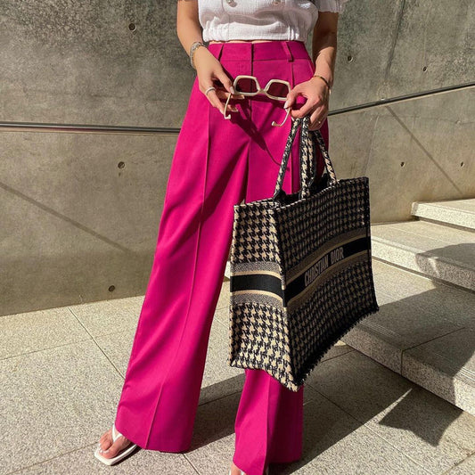 Pink Fashion Casual Wide-Leg Pants